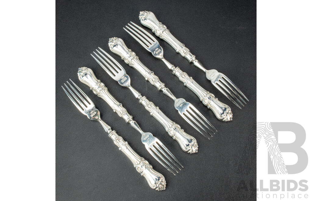 Six Sterling Silver Forks, C J Vander Ltd, London, 1975