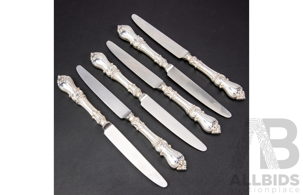 Six Sterling Silver Knives, C J Vander Ltd, Sheffield, 1974