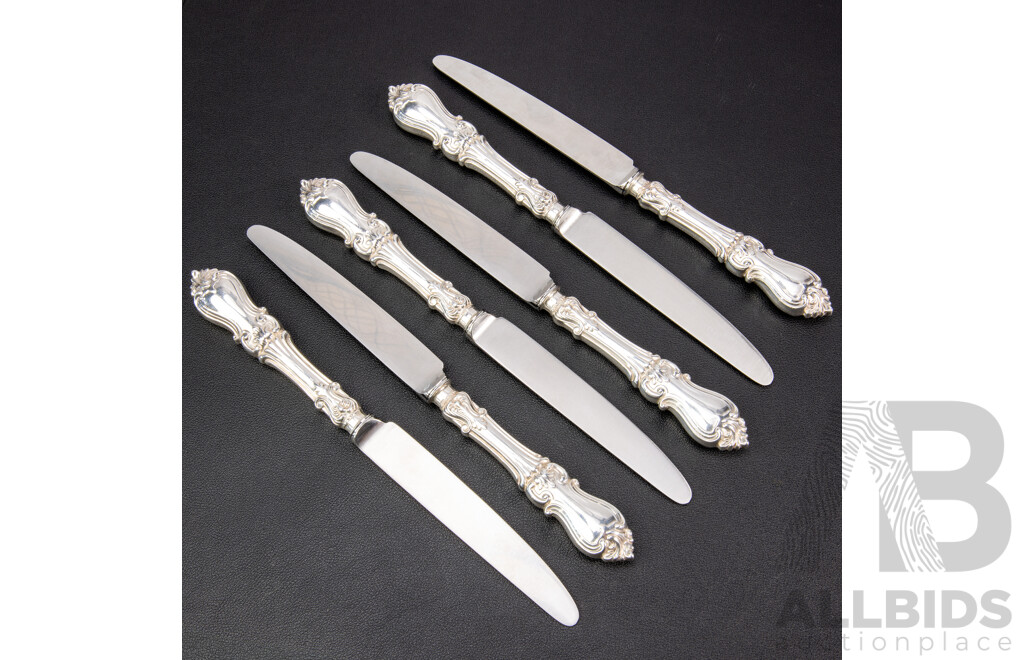 Six Sterling Silver Knives, C J Vander Ltd, Sheffield, 1974