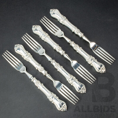 Six Sterling Silver Forks, C J Vander Ltd, London, 1975