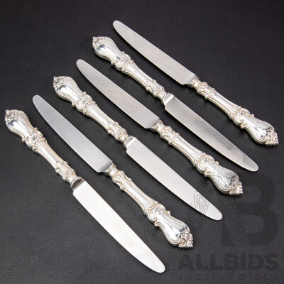Six Sterling Silver Knives, C J Vander Ltd, Sheffield, 1974