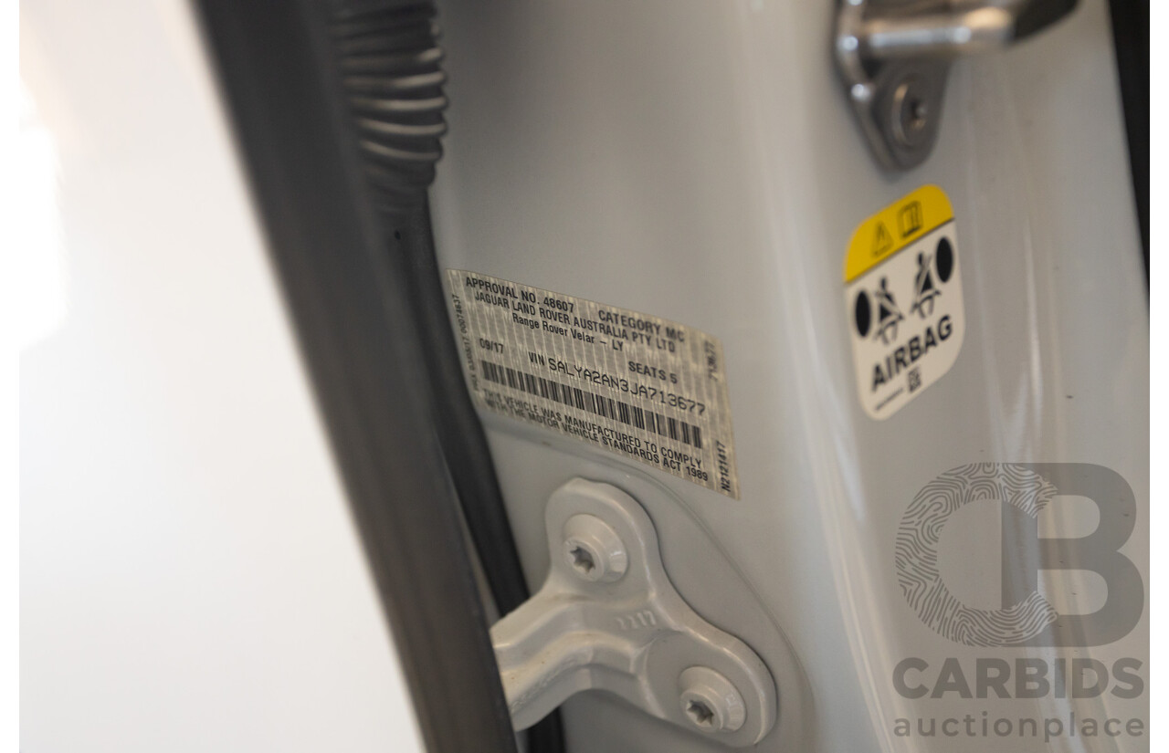 09/2017 Range Rover Velar D240 R-DYNAMIC S (AWD) MY18 4D Wagon Glacier White Turbo Diesel 2.0L