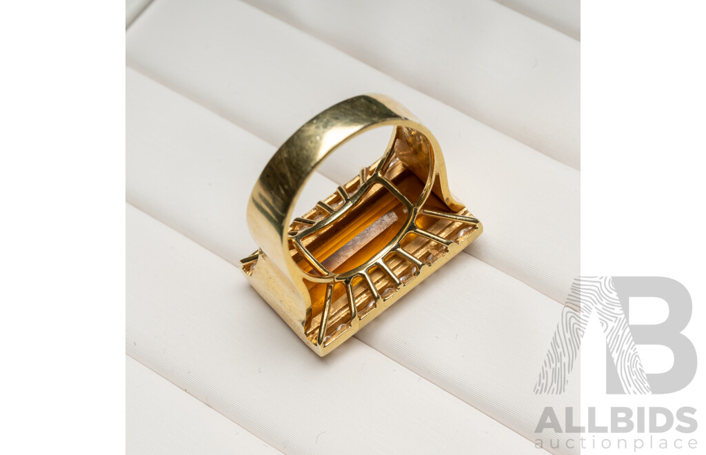 14ct Citrine & Diamond Cocktail Ring, Est TDW 0.25ct, Size M, 9.50 Grams