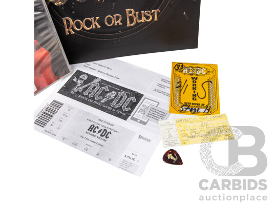 1661691 · AC/DC Collector Bundle - Includes Two Tour Programs, Two Concert Tickets, Stage Pass, Guitar Pick and Concert DVD