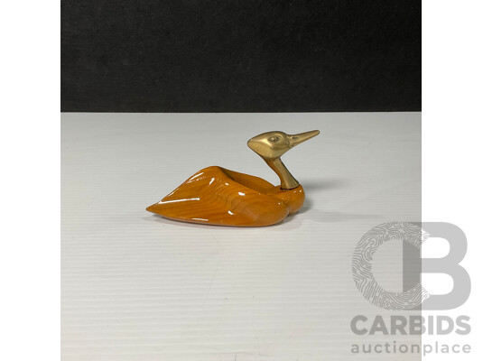 Hand Carved Enesco Wooden Duck