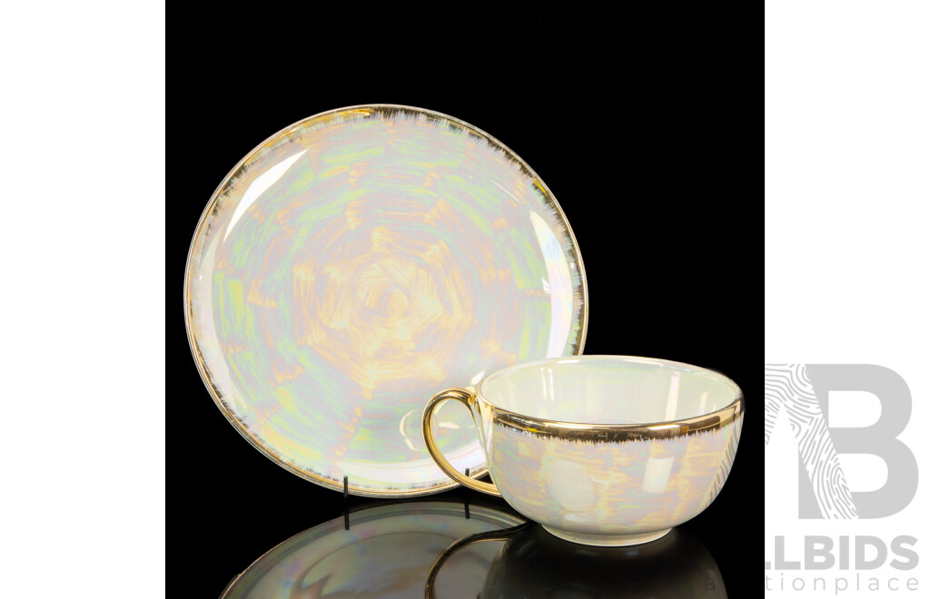 Vintage Lusterware Oversized Japanese Tea Cup and Saucer