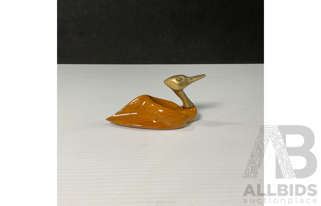 Hand Carved Enesco Wooden Duck
