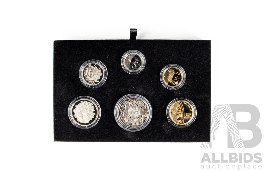 Australian RAM 2019 Six Proof Coin Set, Fiftieth Anniversary of the Moon Landing, Commemorative One Dollar and Five Cent