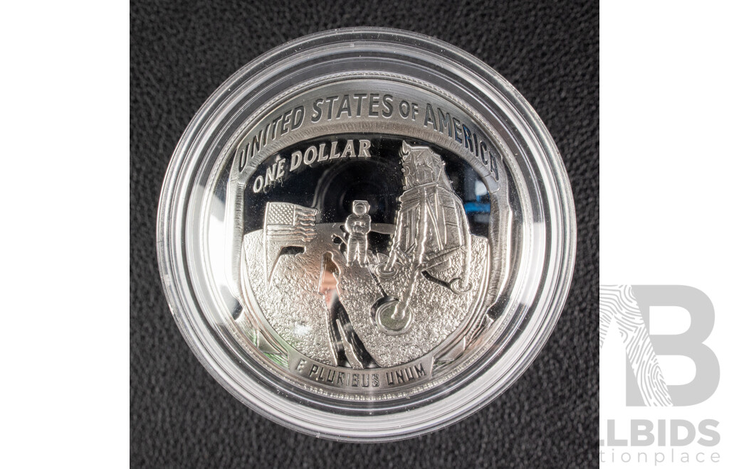 United States Mint 2009 Domed Silver Proof One Dollar, Apollo 11 Fiftieth Anniversary Commemorative Coin Program .999