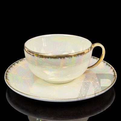 Vintage Lusterware Oversized Japanese Tea Cup and Saucer