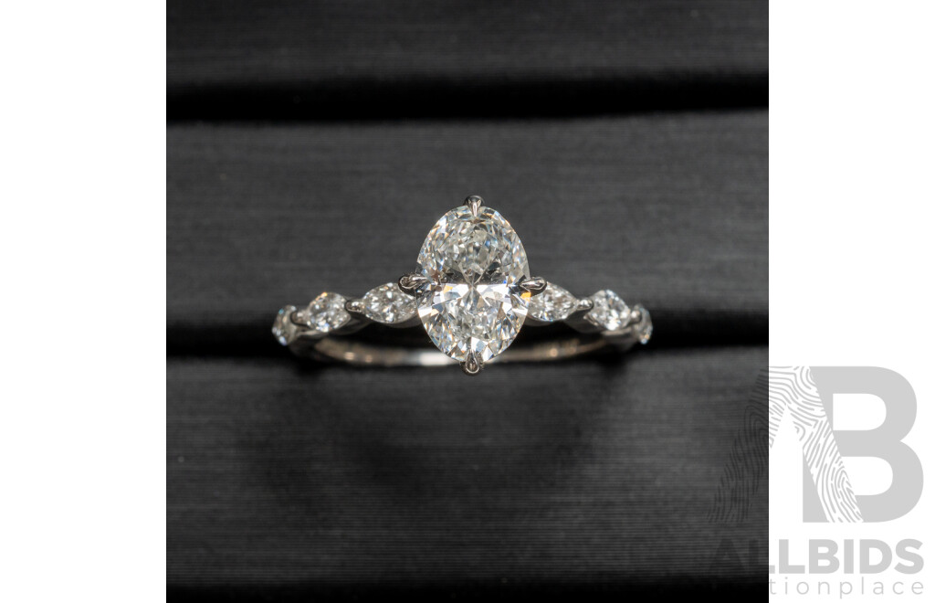 James Allen Lab Grown Diamond Engagement Ring, Est TDW 1.30ct, Size J, 2.59 Grams