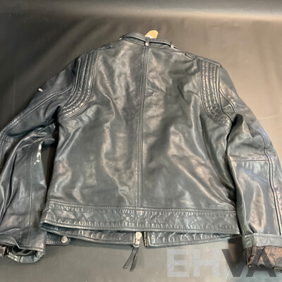 Superdry Vintage Leather Moto Racer Black Jacket - Size 6 - ORP $ 449.95