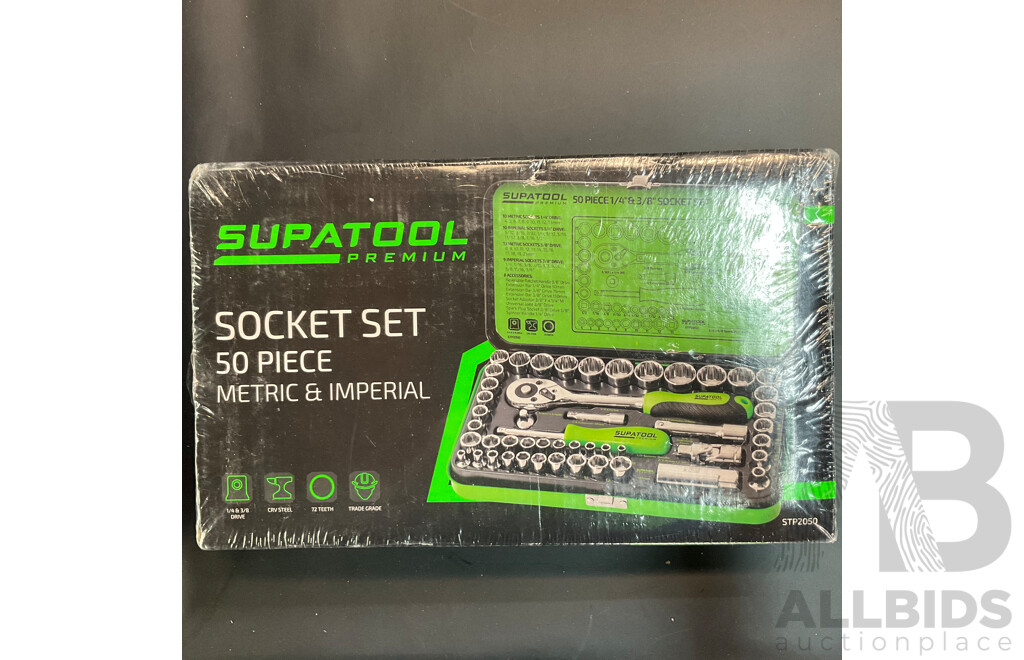SUPATOOL Socket Set 50 Piece (Metric and Imperial)