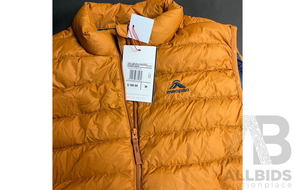 MACPAC Uber Light Down Vest M V2 - Pumpkin Spice - Size M - ORP$ 189.99