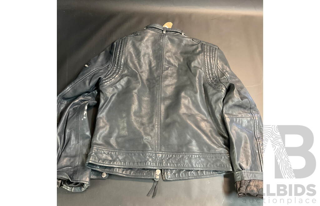 Superdry Vintage Leather Moto Racer Black Jacket - Size 6 - ORP $ 449.95