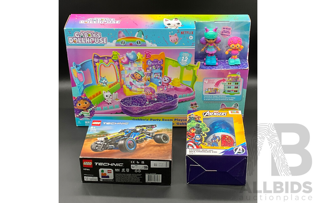 LEGO Technic (42164), MARVEL Avengers Ceramic Mug and CABBY'S DOLLHOUSE Play Set - Lot of 3