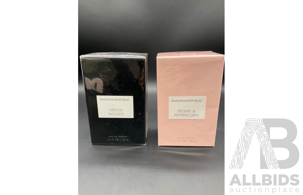 BANANA REPUBLIC Neroli Woods 75ml Eau De Parfum and Peony & Peppercorn Eau De Parfum - Lot of 2
