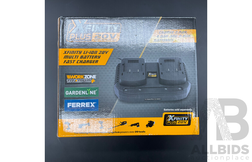 XFINITY Plus 20V Battery Charger and 2.0Ah Battery - Lot of 2