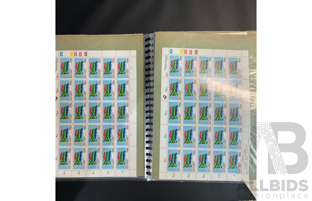 Used Envelope and Stamp Album Including South Africa, Mauritius, Aitutaki, and More