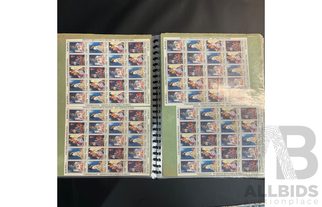 Used Envelope and Stamp Album Including South Africa, Mauritius, Aitutaki, and More