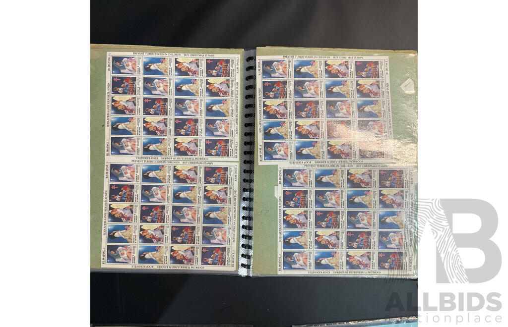 Used Envelope and Stamp Album Including South Africa, Mauritius, Aitutaki, and More