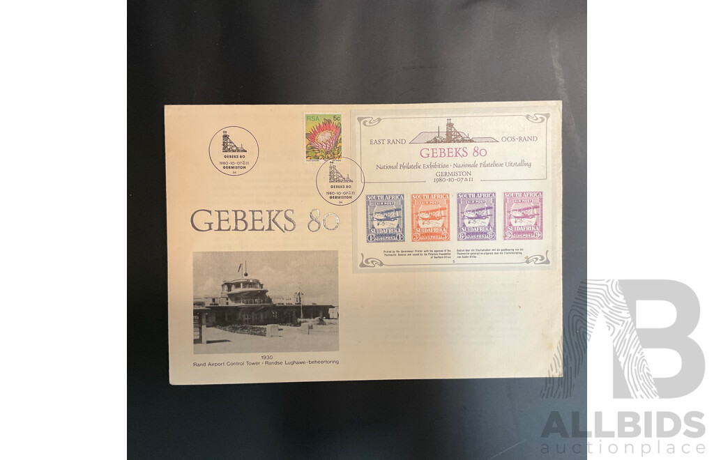 Used Envelope and Stamp Album Including South Africa, Mauritius, Aitutaki, and More