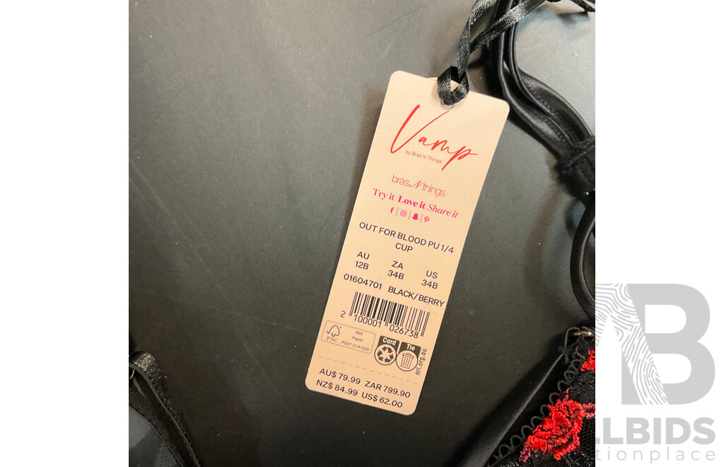 Assorted Vamp Collection by Bras N Things -  Various Sizes - Lot of 6