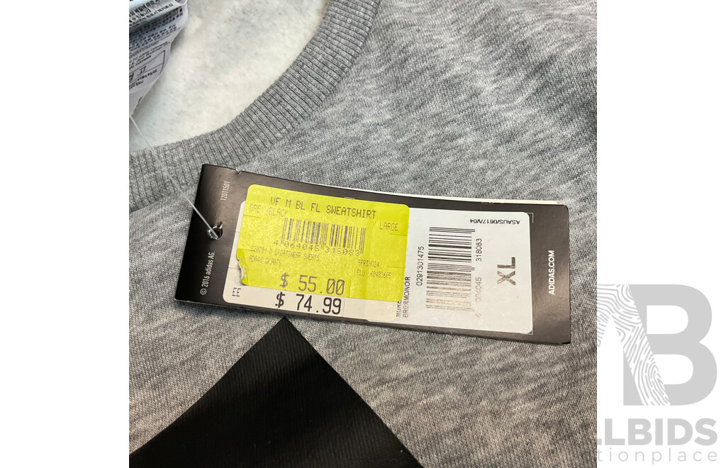 Assorted Adidas, Under Armour Apparels - Sizes M, L, XL - Lot of 5