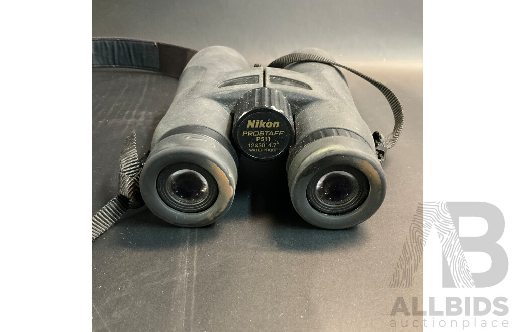 Nikon Prostaff P511 12x50 Binoculars &  Assorted Batteries