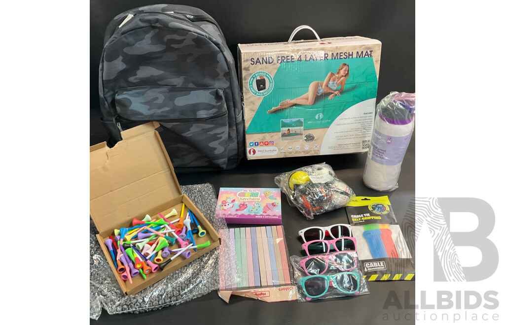 Sand Free 4 Layer Mesh Mat ( Large, Grey), OWALA Water Bottle & Assorted Toys and Household Items