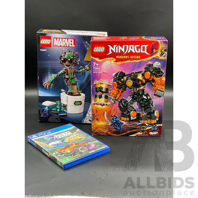 LEGO Ninjago (71806), LEGO Marvel (76297) and PS4 Rocket League Game - Lot of 3