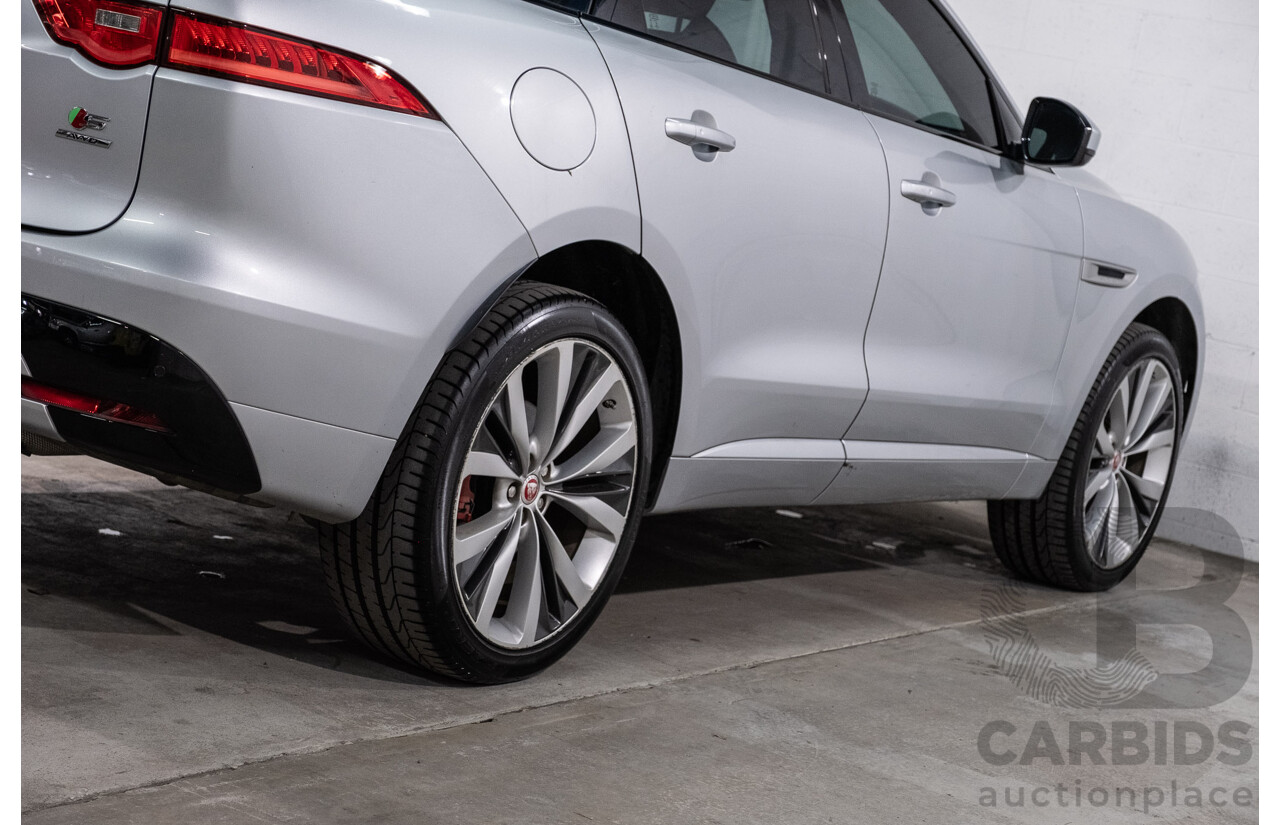 05/2018 Jaguar F-Pace 35t S (AWD 280kW) X761 MY18.5 4d Wagon Indus Silver Metallic Supercharged V6 3.0L