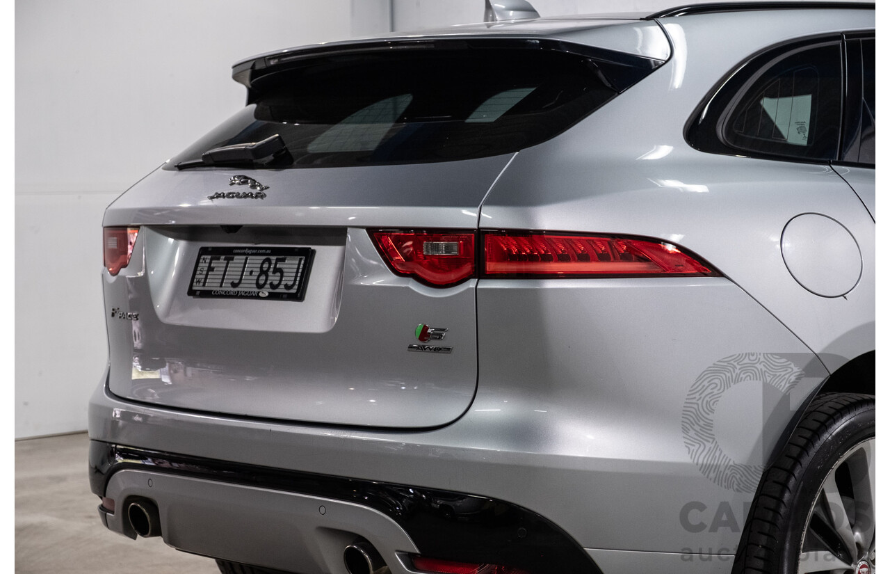 05/2018 Jaguar F-Pace 35t S (AWD 280kW) X761 MY18.5 4d Wagon Indus Silver Metallic Supercharged V6 3.0L