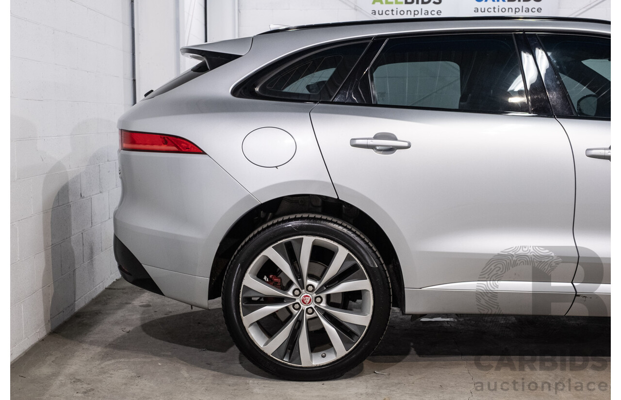 05/2018 Jaguar F-Pace 35t S (AWD 280kW) X761 MY18.5 4d Wagon Indus Silver Metallic Supercharged V6 3.0L