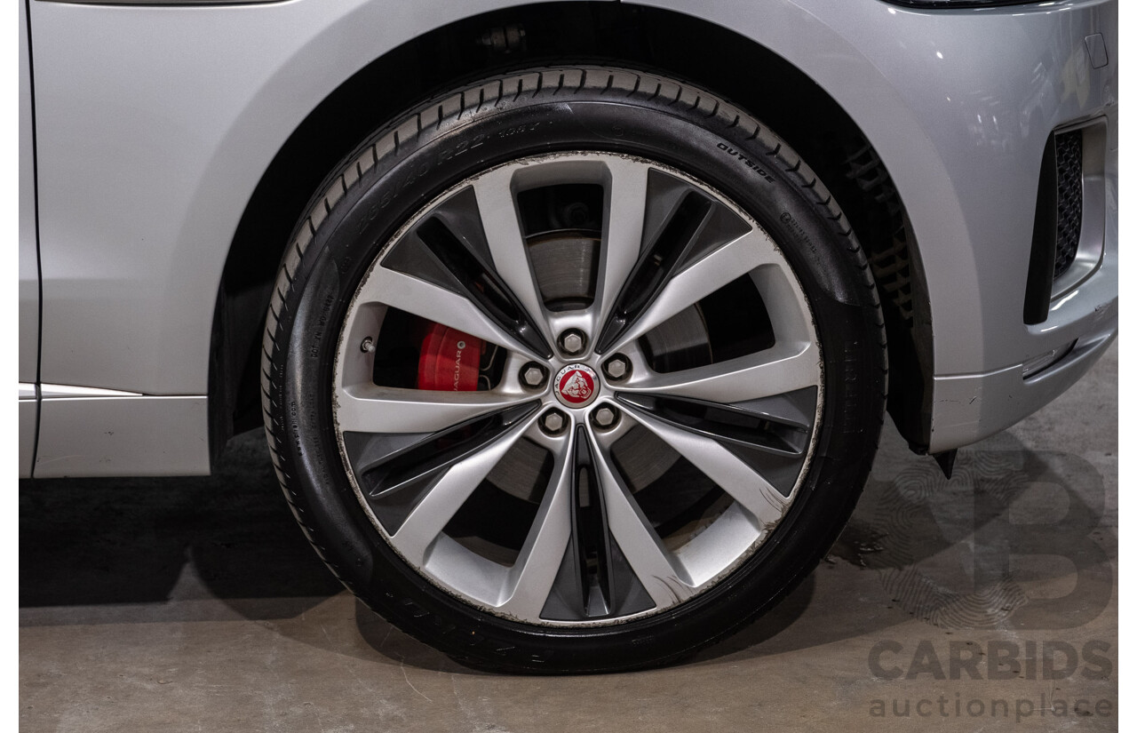05/2018 Jaguar F-Pace 35t S (AWD 280kW) X761 MY18.5 4d Wagon Indus Silver Metallic Supercharged V6 3.0L