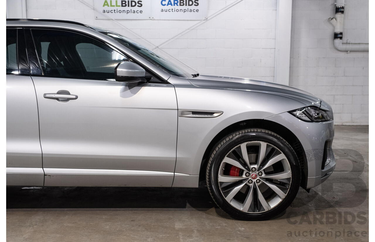05/2018 Jaguar F-Pace 35t S (AWD 280kW) X761 MY18.5 4d Wagon Indus Silver Metallic Supercharged V6 3.0L