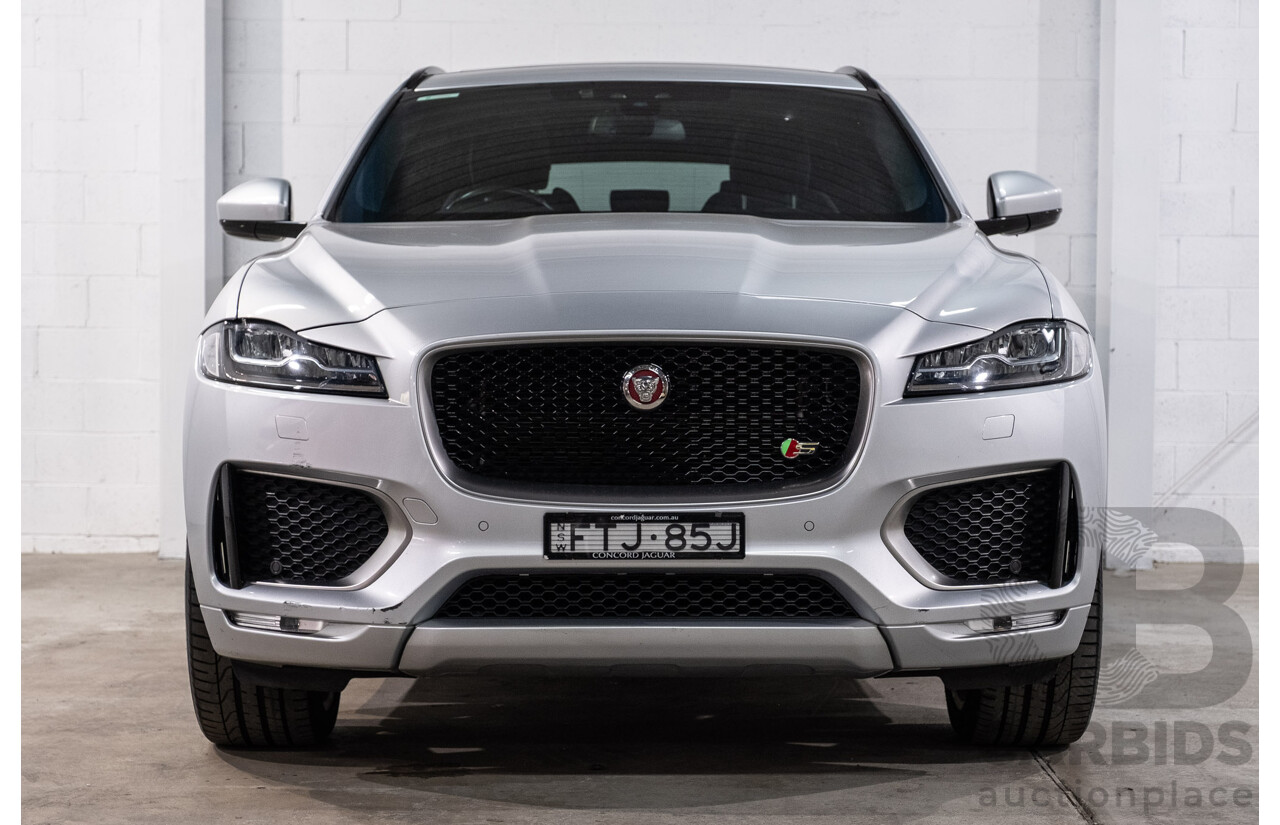 05/2018 Jaguar F-Pace 35t S (AWD 280kW) X761 MY18.5 4d Wagon Indus Silver Metallic Supercharged V6 3.0L