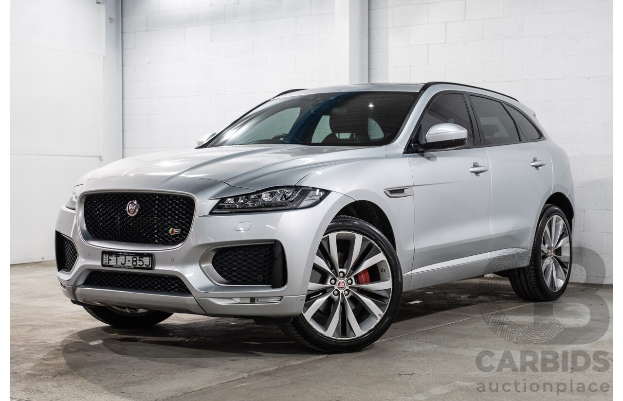 05/2018 Jaguar F-Pace 35t S (AWD 280kW) X761 MY18.5 4d Wagon Indus Silver Metallic Supercharged V6 3.0L