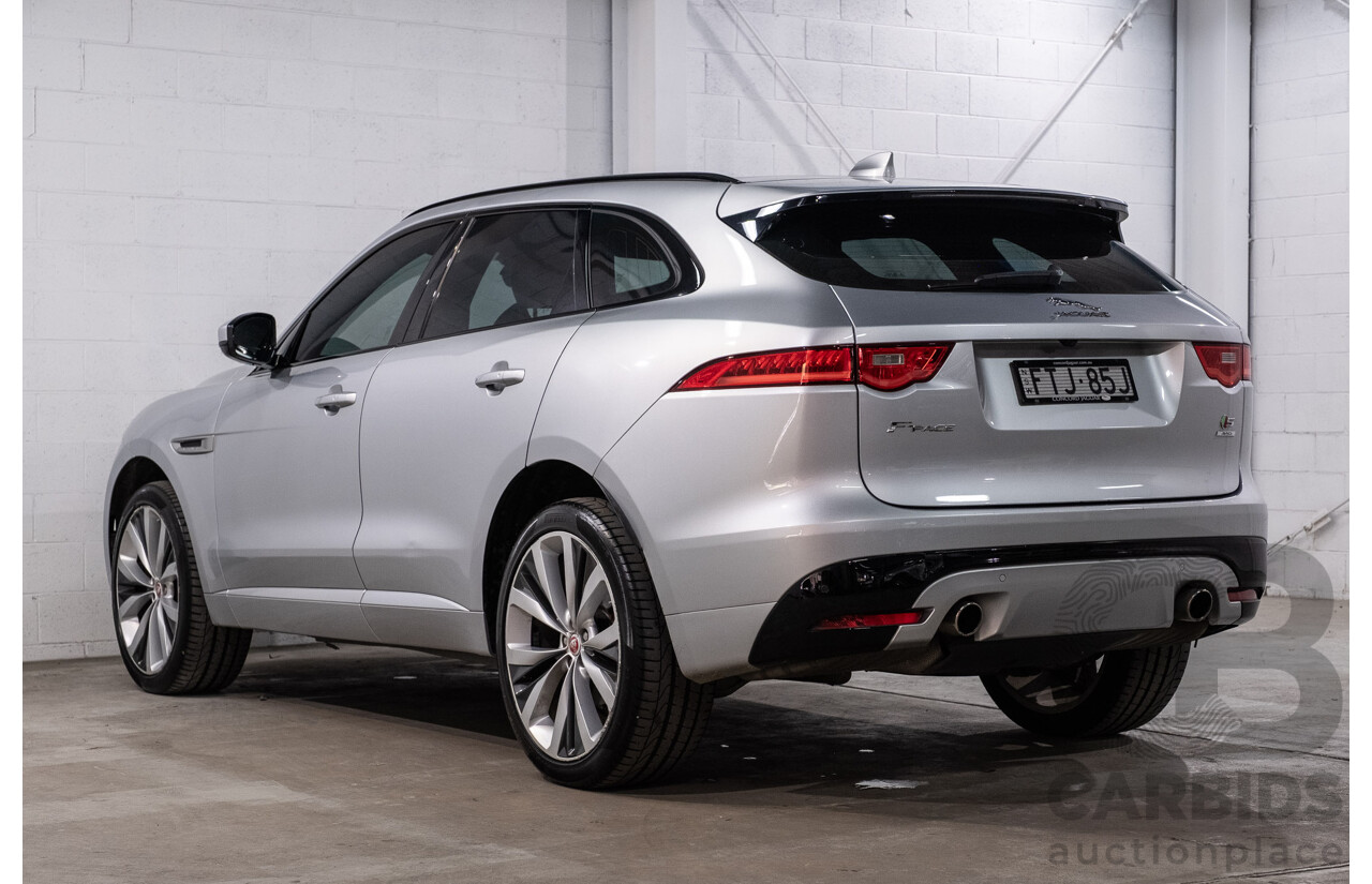 05/2018 Jaguar F-Pace 35t S (AWD 280kW) X761 MY18.5 4d Wagon Indus Silver Metallic Supercharged V6 3.0L