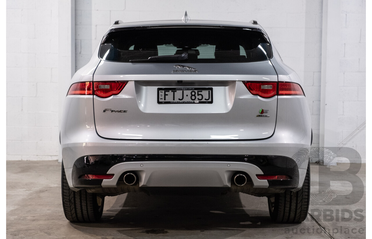 05/2018 Jaguar F-Pace 35t S (AWD 280kW) X761 MY18.5 4d Wagon Indus Silver Metallic Supercharged V6 3.0L