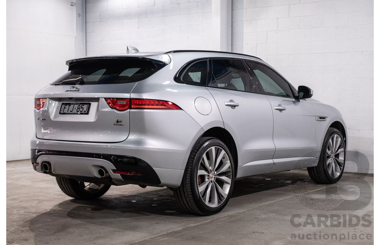 05/2018 Jaguar F-Pace 35t S (AWD 280kW) X761 MY18.5 4d Wagon Indus Silver Metallic Supercharged V6 3.0L