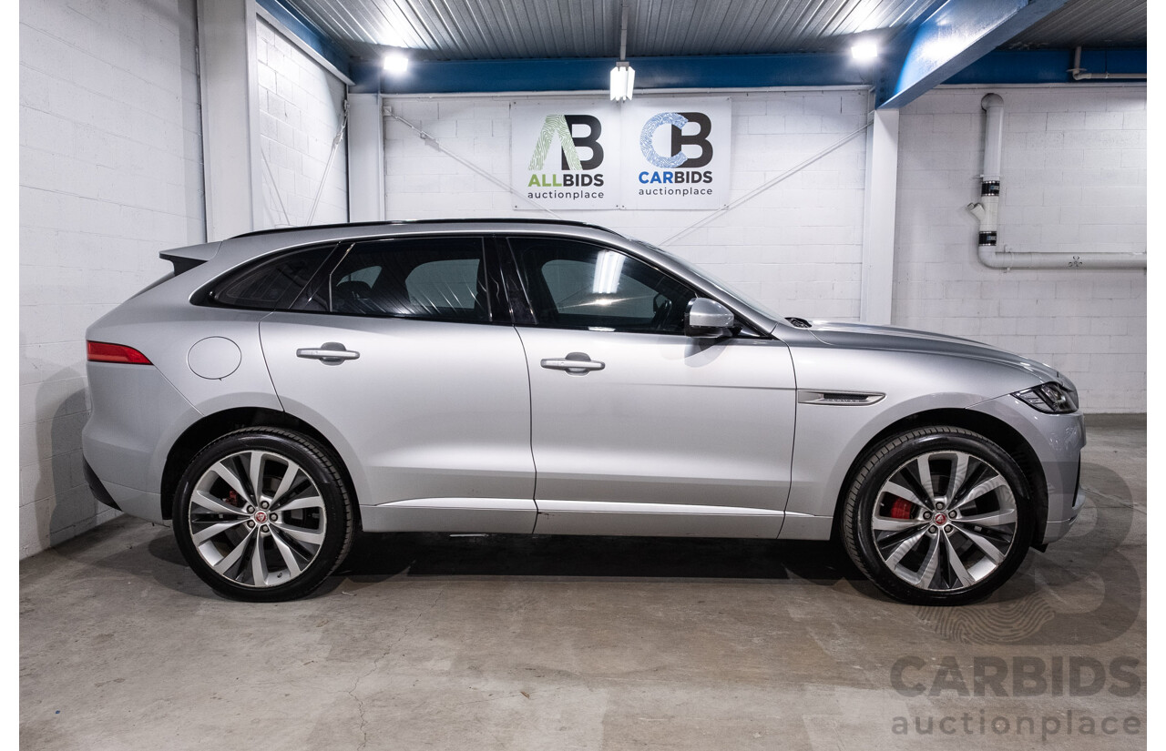 05/2018 Jaguar F-Pace 35t S (AWD 280kW) X761 MY18.5 4d Wagon Indus Silver Metallic Supercharged V6 3.0L