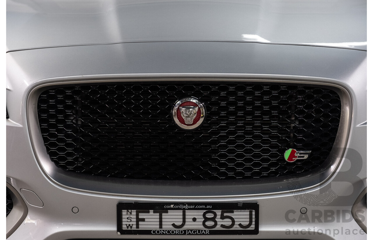 05/2018 Jaguar F-Pace 35t S (AWD 280kW) X761 MY18.5 4d Wagon Indus Silver Metallic Supercharged V6 3.0L