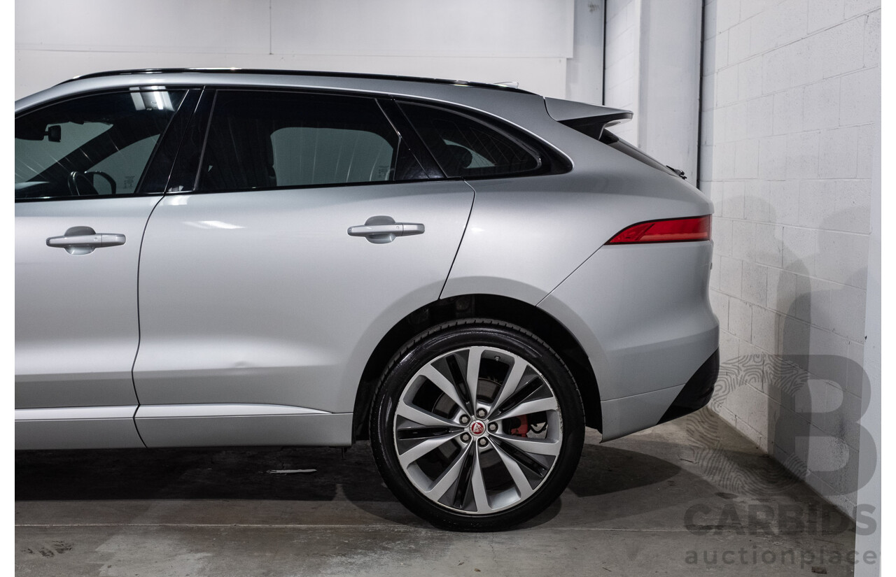 05/2018 Jaguar F-Pace 35t S (AWD 280kW) X761 MY18.5 4d Wagon Indus Silver Metallic Supercharged V6 3.0L