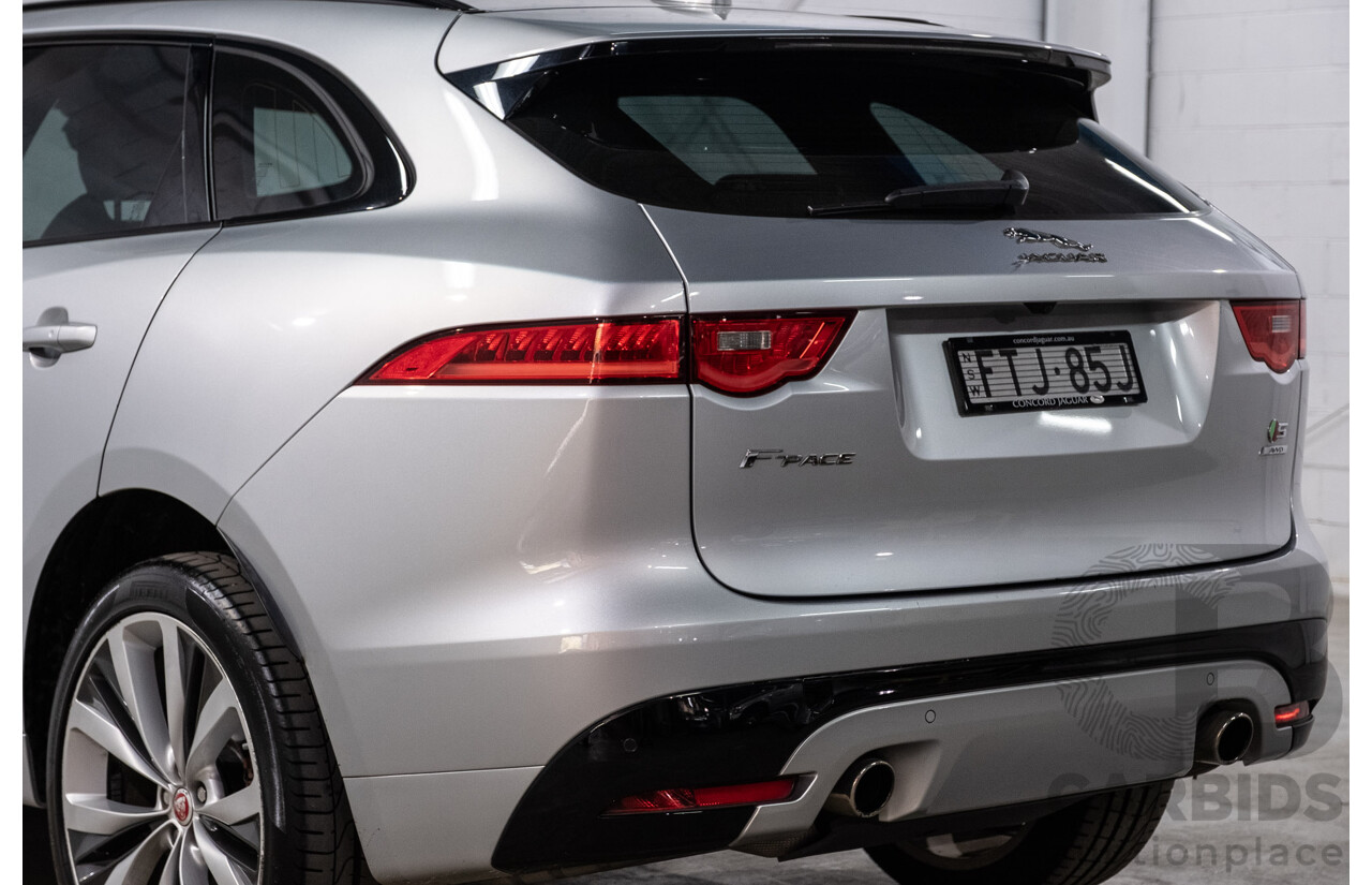 05/2018 Jaguar F-Pace 35t S (AWD 280kW) X761 MY18.5 4d Wagon Indus Silver Metallic Supercharged V6 3.0L