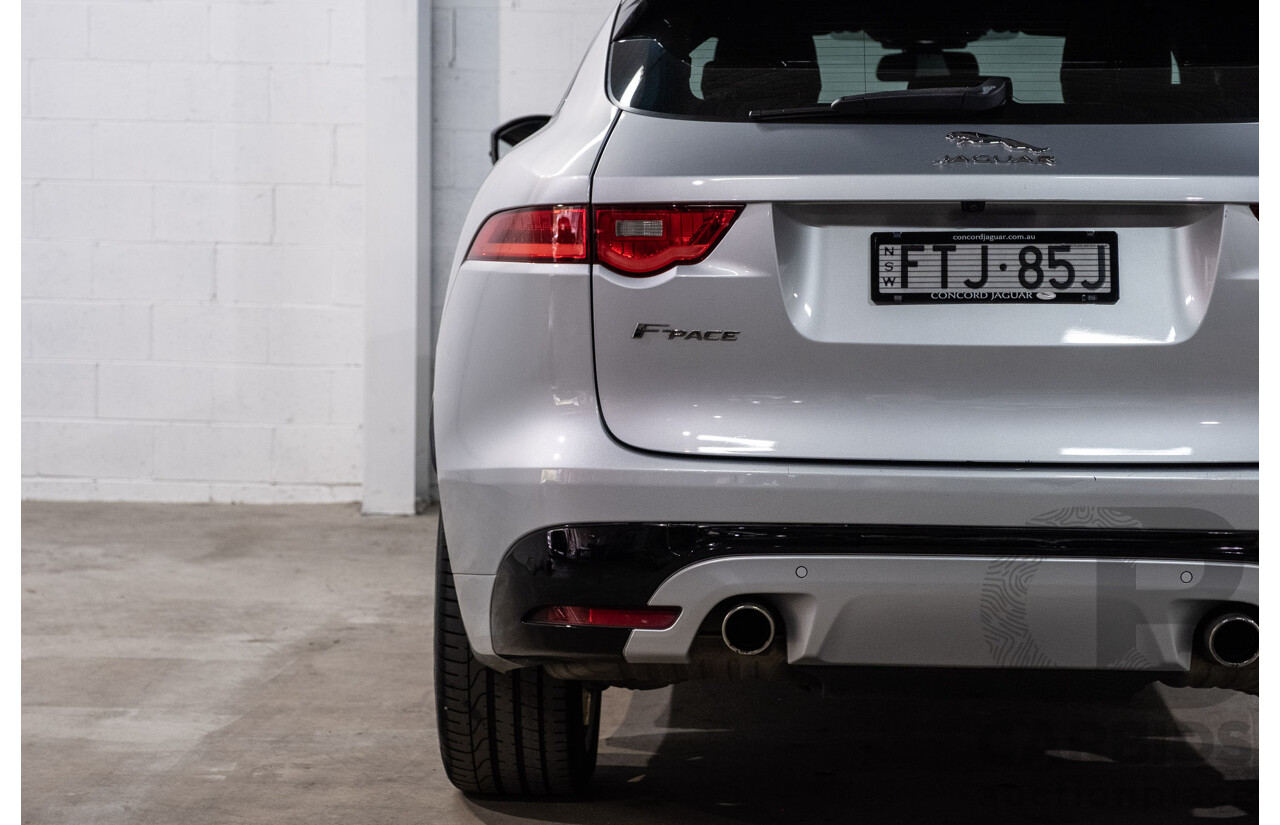 05/2018 Jaguar F-Pace 35t S (AWD 280kW) X761 MY18.5 4d Wagon Indus Silver Metallic Supercharged V6 3.0L