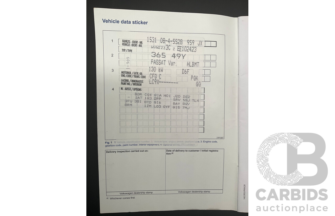 4/2014 Volkswagen Passat 130 TDI Highline 3C MY14 4d Wagon Deep Black Pearl Turbo Diesel 2.0L