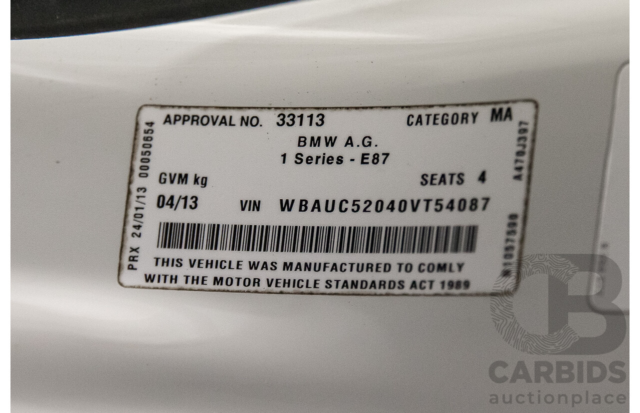 4/2013 BMW 120i M Sport E82 MY12.5 2d Coupe Alpine White 2.0L