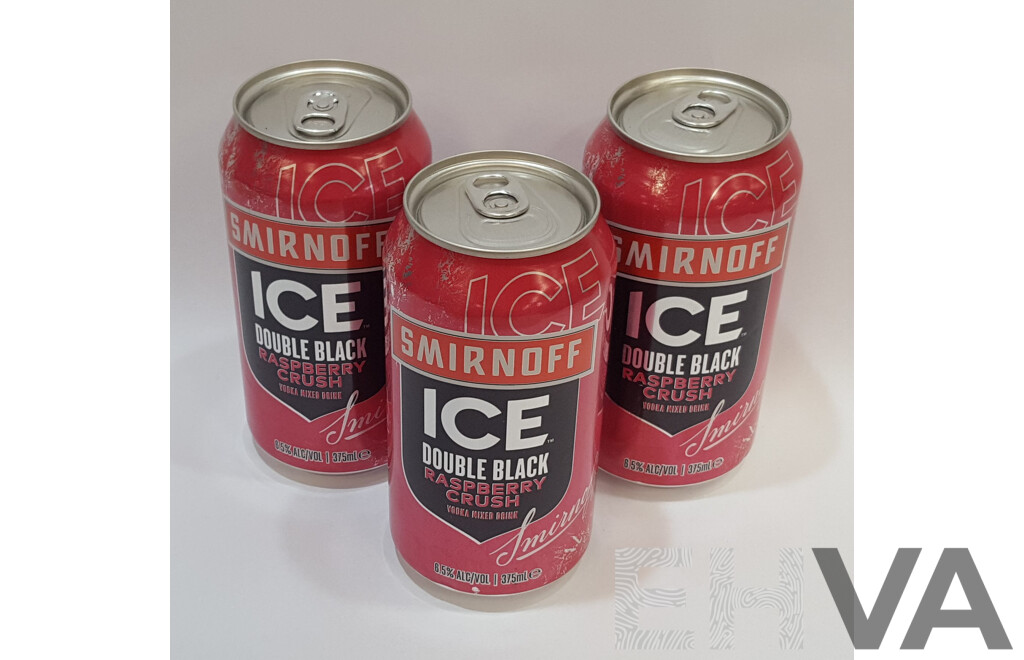 Smirnoff Ice Double Black Rasberry Crush Vodka 375ml Cans - Lot of Three