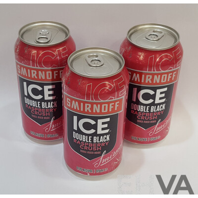 Smirnoff Ice Double Black Rasberry Crush Vodka 375ml Cans - Lot of Three